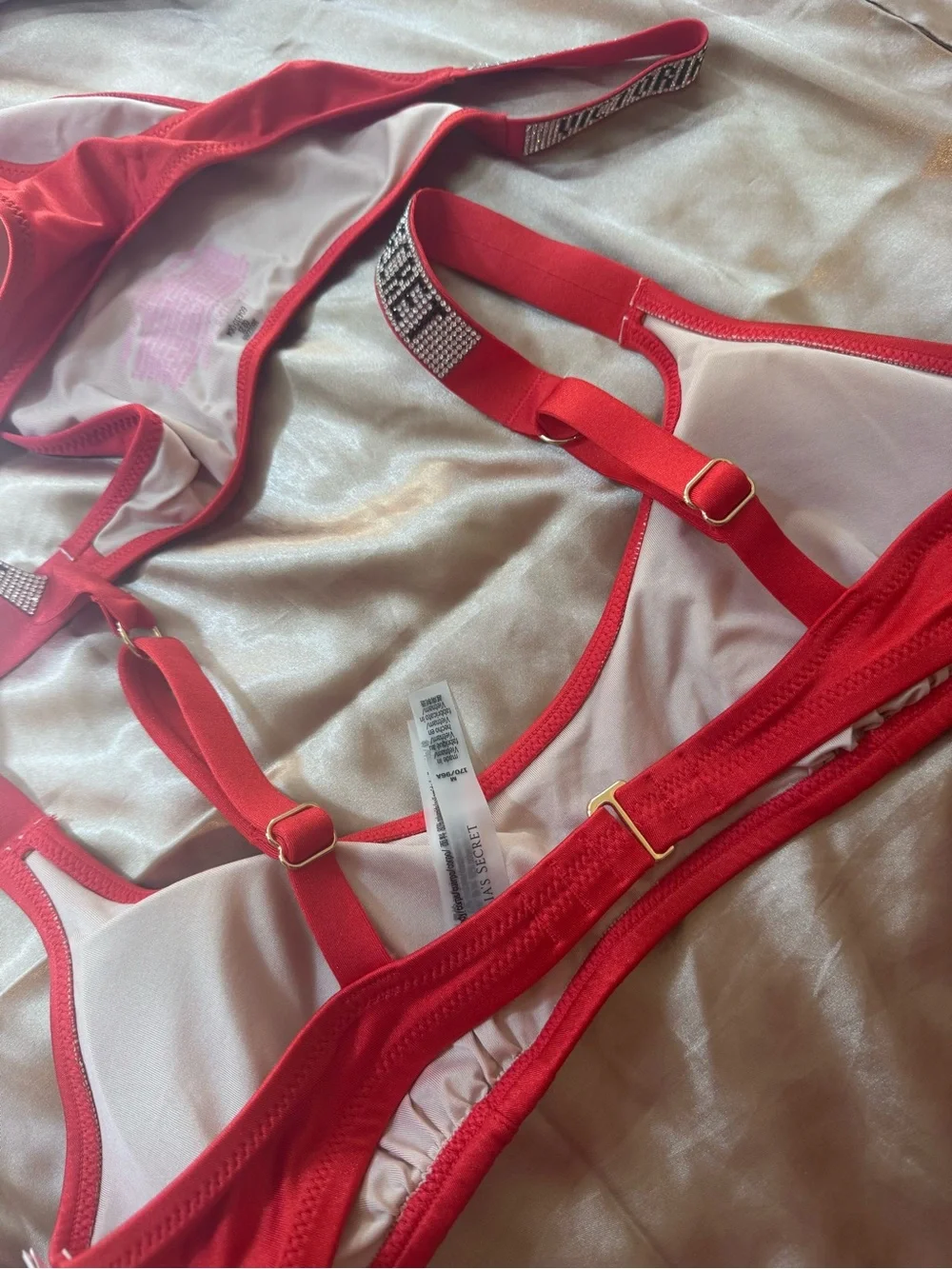 Victoria's Secret Red Shine Strap Bikini Set